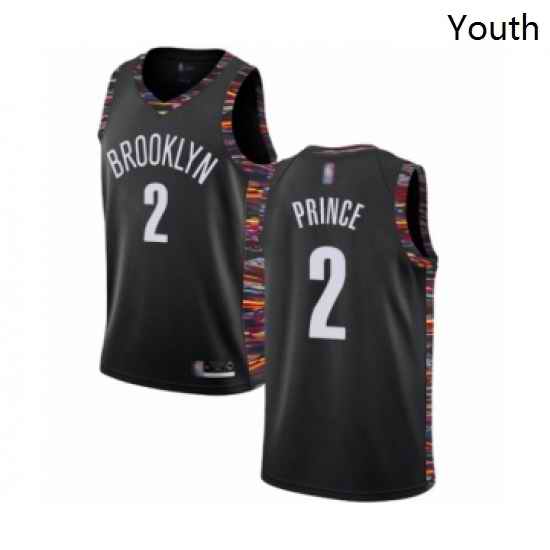 Youth Brooklyn Nets 2 Taurean Prince Swingman Black Basketball Jersey 2018 19 City Edition